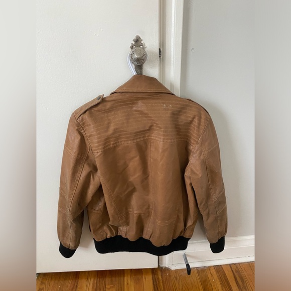 John Devin Mens brown full zip leather jacket coat size xs - Picture 7 of 7